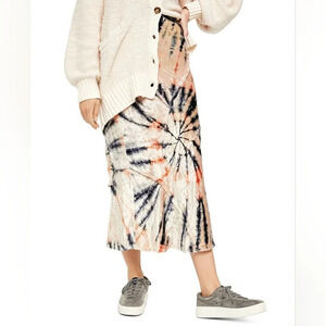 Free People Bali Serious Swagger Velvet Tie-Dye Skirt Women's Size Small